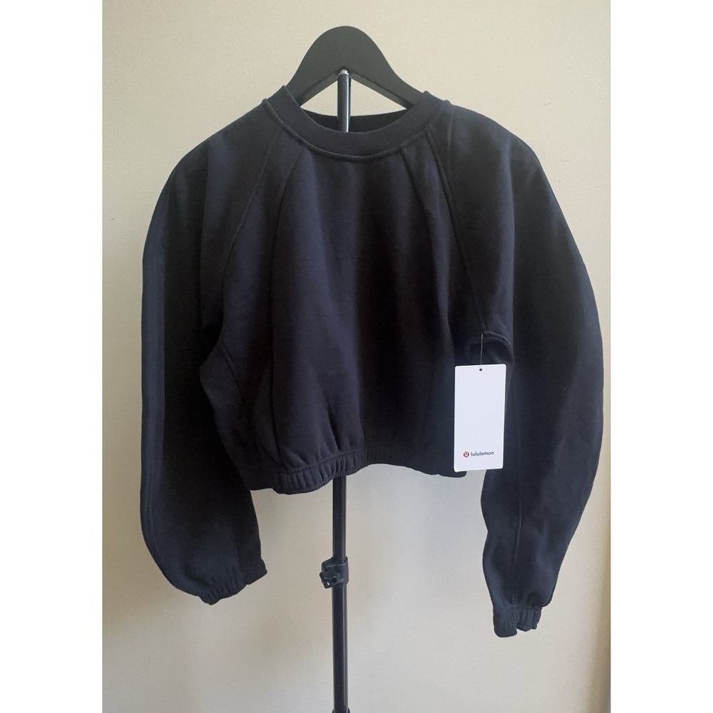 NWT Lululemon Scuba Cropped Relaxed Crewneck Black XS - Picture 5 of 10